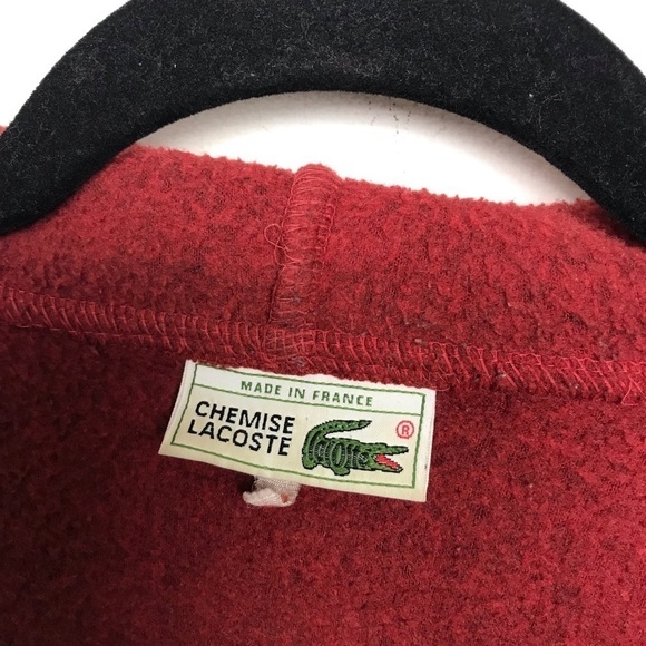 Vintage Lacoste Chemise Red Fleece Hooded Jacket - Picture 9 of 14
